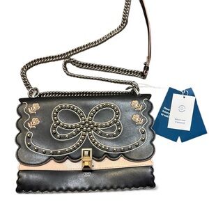 Authentic Fendi Kan I Scalloped Studded Shoulder Bag